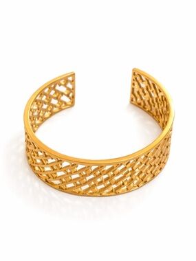 Tory Burch Gold Plated Statement Logo T Wide Cuff Bracelet NWOT